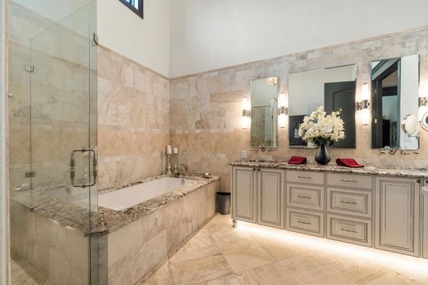 Bathroom, Dual Sink Vanities, Glass Shower, Interior