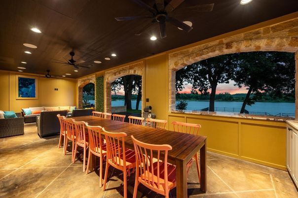 Dining room, Interior, Recessed Lighting, Water