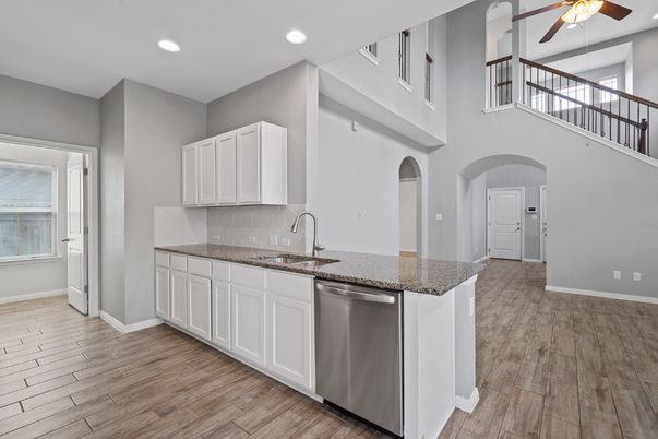 Interior, Kitchen, Recessed Lighting, Wood Texture Flooring