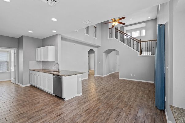 Interior, Kitchen, Recessed Lighting, Wood Texture Flooring