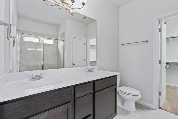 Bathroom, Dual Sink Vanities, Glass Shower, Interior