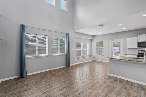 Interior, Kitchen, Recessed Lighting, Wood Texture Flooring