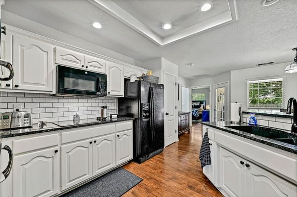 Interior, Kitchen, Recessed Lighting, Wood Texture Flooring
