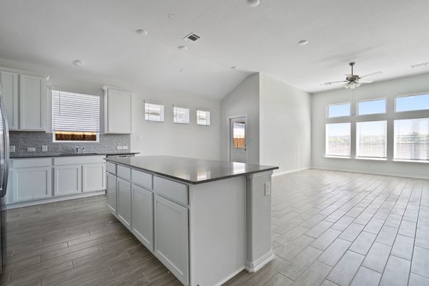 Interior, Kitchen, Recessed Lighting, Wood Texture Flooring