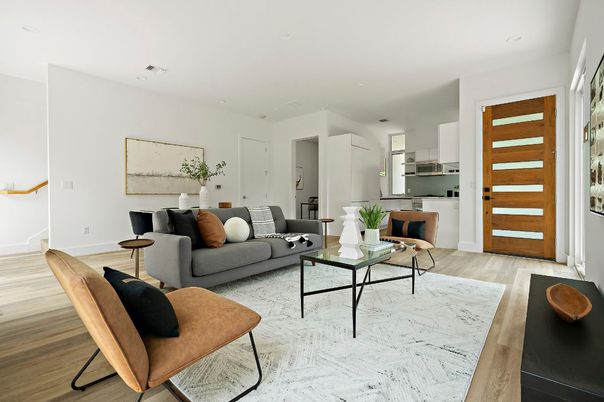Interior, Living room, Recessed Lighting, Wood Texture Flooring