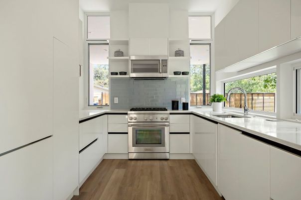 Interior, Kitchen, Stainless Steel Appliances, Wood Texture Flooring
