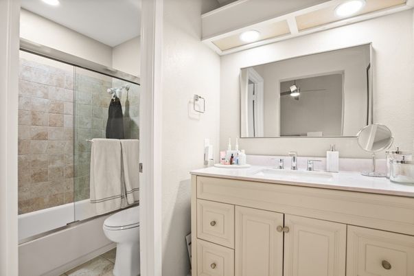 Bathroom, Glass Shower, Interior, Recessed Lighting