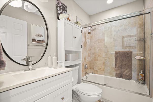 Bathroom, Glass Shower, Interior, Recessed Lighting