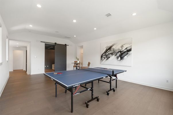Game Room, Interior, Recessed Lighting, Wood Texture Flooring