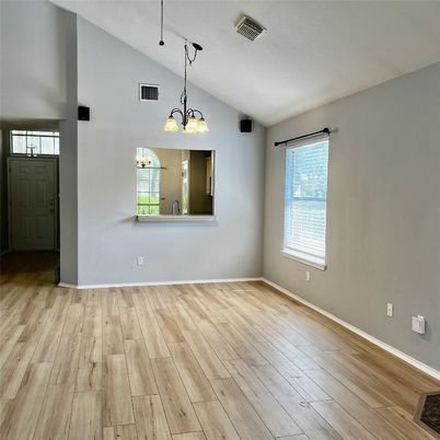 Chandelier, Empty room, Interior, Pendant Lights, Wood Texture Flooring