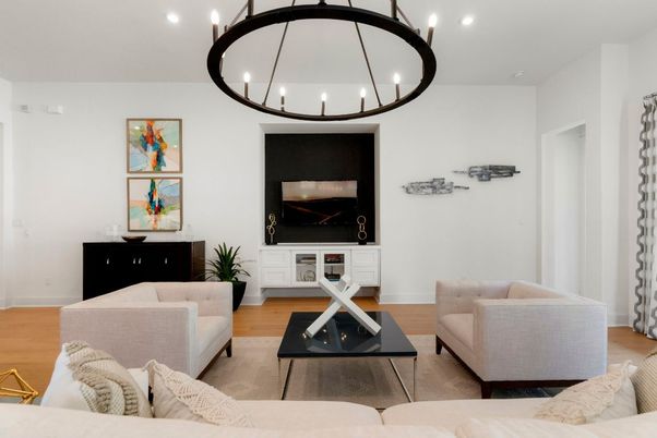 Interior, Living room, Recessed Lighting, Wood Texture Flooring