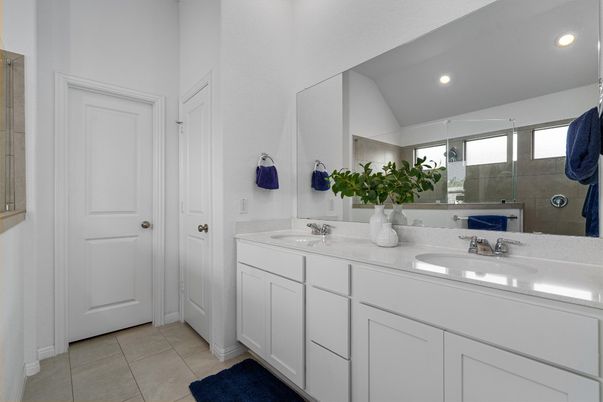 Bathroom, Dual Sink Vanities, Glass Shower, Interior, Recessed Lighting