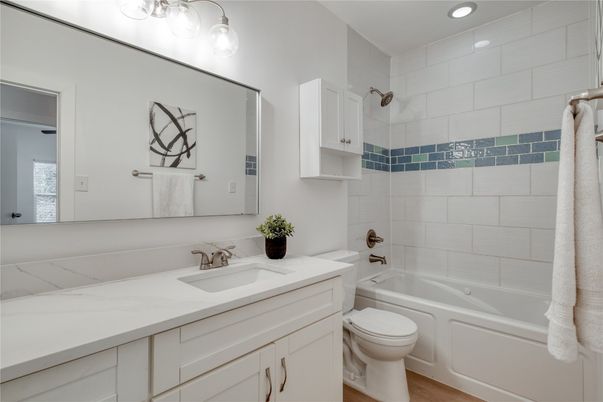 Bathroom, Interior, Recessed Lighting, Wood Texture Flooring
