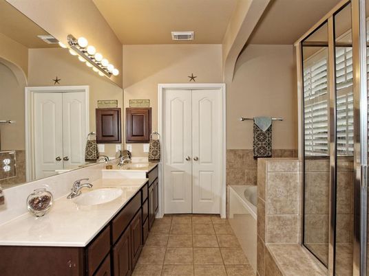 Bathroom, Dual Sink Vanities, Glass Shower, Interior