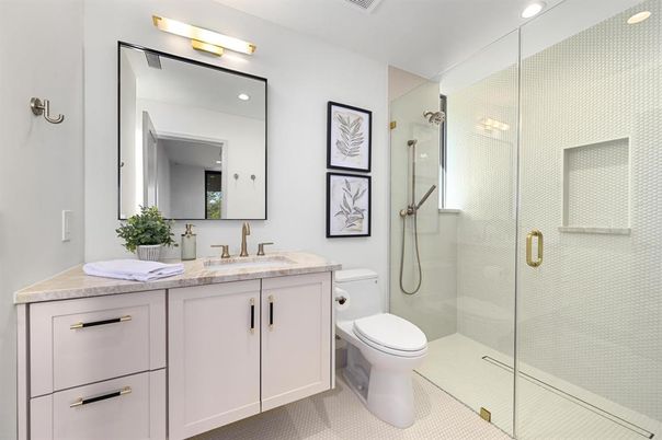 Bathroom, Dual Sink Vanities, Glass Shower, Interior, Recessed Lighting