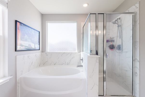 Bathroom, Glass Shower, Interior, Marble Walls, Recessed Lighting