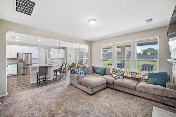 Dining room, Interior, Kitchen, Living room, Pendant Lights, Recessed Lighting, Stainless Steel Appliances, Wood Texture Flooring
