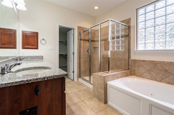 Bathroom, Dual Sink Vanities, Glass Shower, Interior, Recessed Lighting