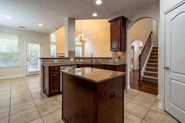 Chandelier, Interior, Kitchen, Recessed Lighting, Wood Texture Flooring