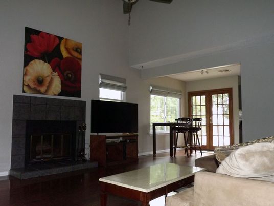Fireplace, Interior, Living room, Wood Texture Flooring