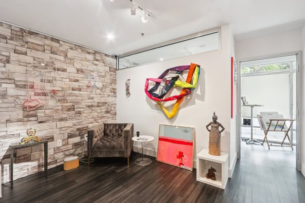 Interior, Recessed Lighting, Stone Walls, Wood Texture Flooring