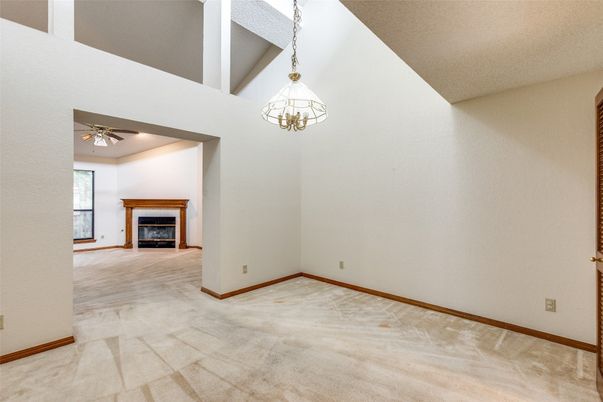Empty room, Fireplace, Interior, Pendant Lights
