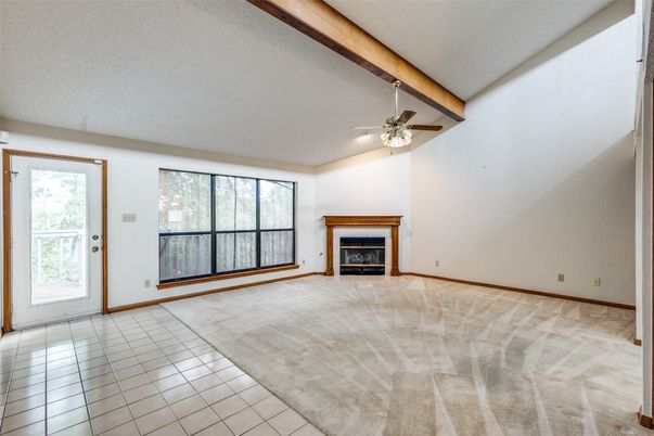 Empty room, Fireplace, Interior, Wooden Beams