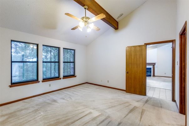 Empty room, Fireplace, Interior, Wooden Beams