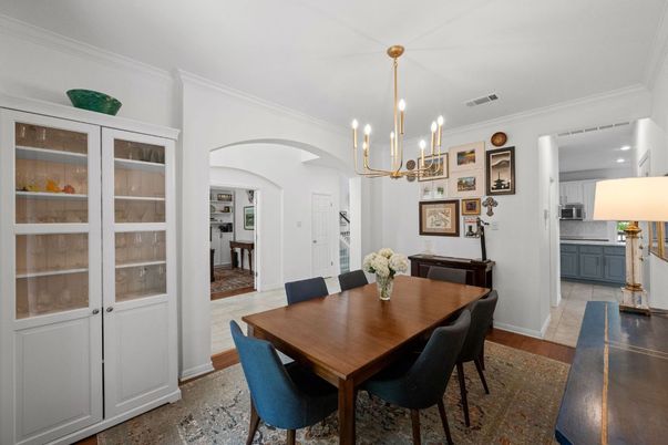 Chandelier, Dining room, Interior, Pendant Lights, Wood Texture Flooring