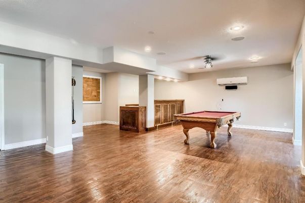 Billiard Table, Game Room, Interior, Recessed Lighting, Wood Texture Flooring