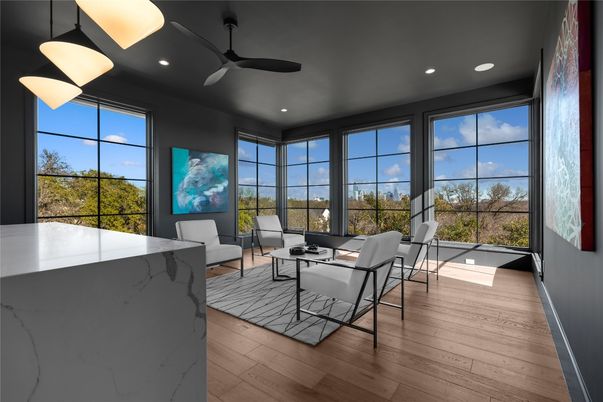 Interior, Recessed Lighting, Sun Room, Wood Texture Flooring