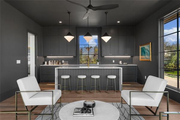 Interior, Kitchen, Pendant Lights, Recessed Lighting, Wood Texture Flooring