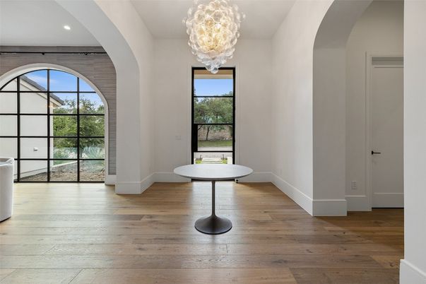 Chandelier, Interior, Recessed Lighting, Wood Texture Flooring