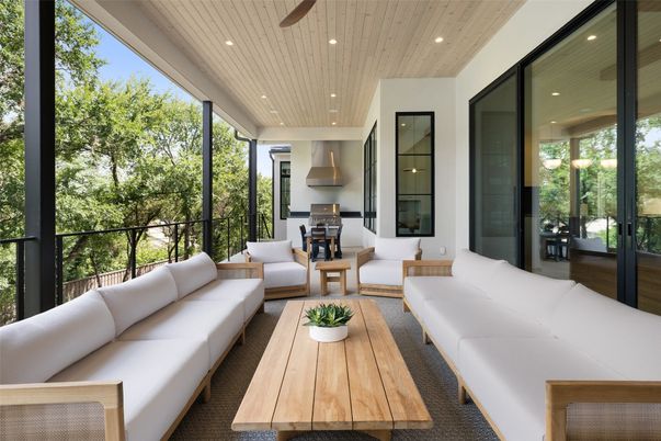 Interior, Living room, Recessed Lighting, Wooden Ceilings