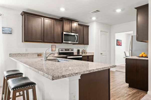 Interior, Kitchen, Recessed Lighting, Wood Texture Flooring