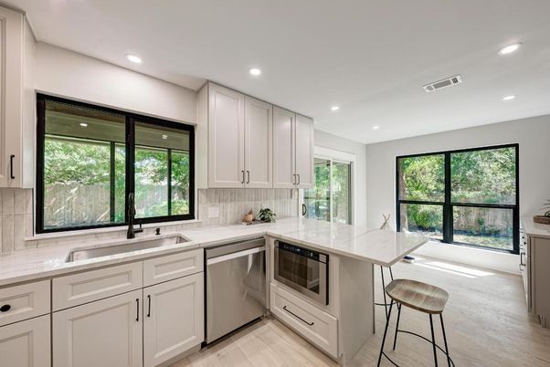 Interior, Kitchen, Recessed Lighting, Wood Texture Flooring