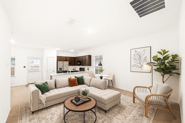Interior, Kitchen, Living room, Recessed Lighting, Stainless Steel Appliances, Wood Texture Flooring