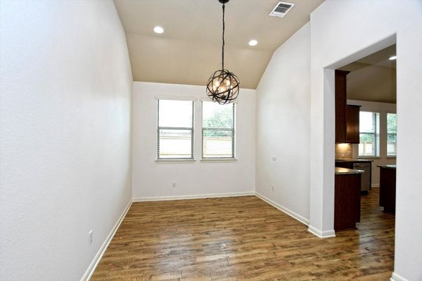 Chandelier, Empty room, Interior, Pendant Lights, Recessed Lighting, Wood Texture Flooring
