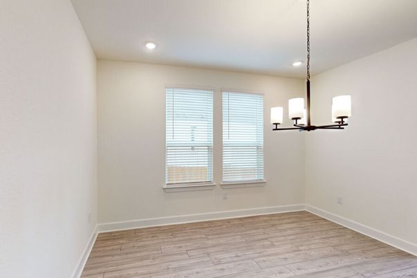 Chandelier, Empty room, Interior, Recessed Lighting, Wood Texture Flooring