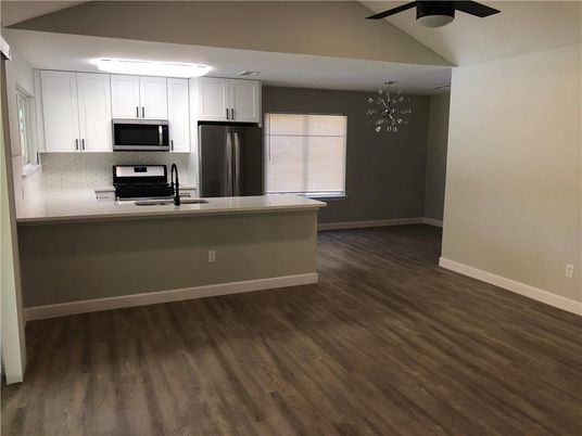 Interior, Kitchen, Stainless Steel Appliances, Wood Texture Flooring