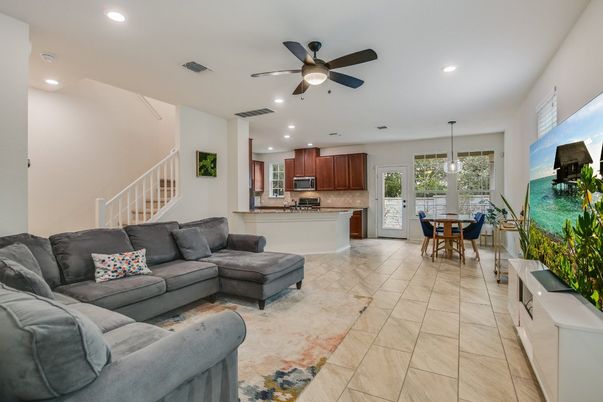 Dining room, Interior, Kitchen, Living room, Pendant Lights, Recessed Lighting