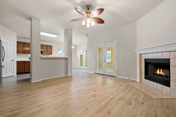 Empty room, Fireplace, Interior, Wood Texture Flooring