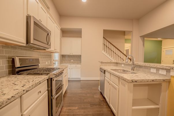 Interior, Kitchen, Recessed Lighting, Wood Texture Flooring