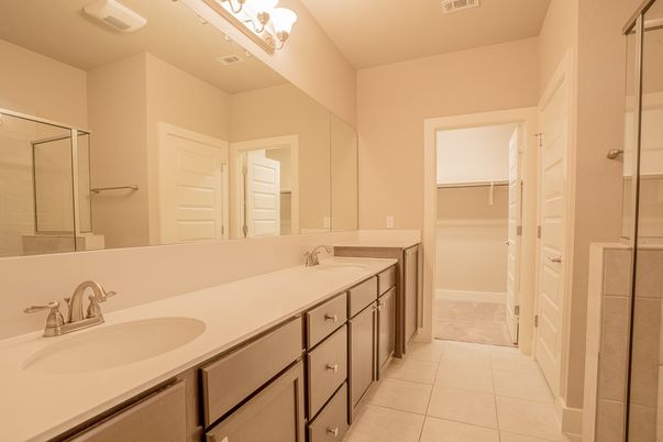 Bathroom, Dual Sink Vanities, Glass Shower, Interior
