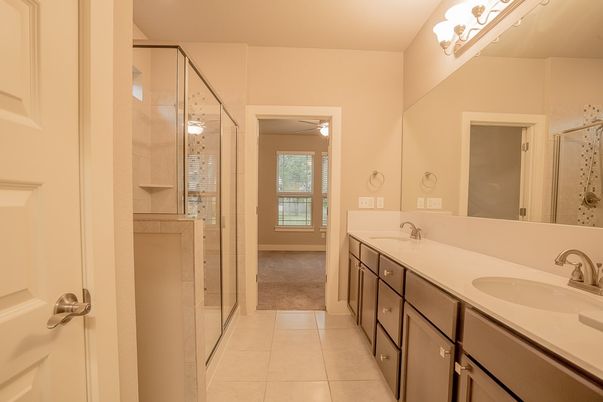 Bathroom, Dual Sink Vanities, Glass Shower, Interior