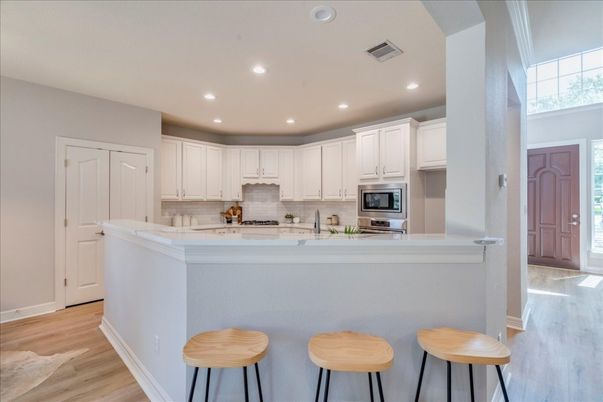 Interior, Kitchen, Recessed Lighting, Wood Texture Flooring