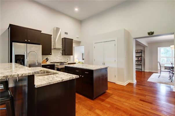 Interior, Kitchen, Recessed Lighting, Wood Texture Flooring