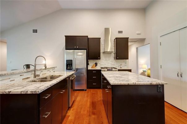 Interior, Kitchen, Stainless Steel Appliances, Wood Texture Flooring