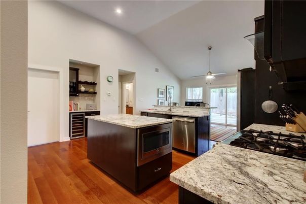 Interior, Kitchen, Recessed Lighting, Wood Texture Flooring