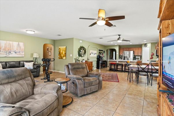 Dining room, Interior, Kitchen, Living room, Recessed Lighting, Stainless Steel Appliances